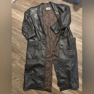 G-Ill Rare Unique 100% Leather Vintage Trench Coat Size Women's small black
